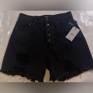 Forever 21‎ Women's Mom Shorts Black Jeans High Rise Relaxed Denim Size 29 NWT